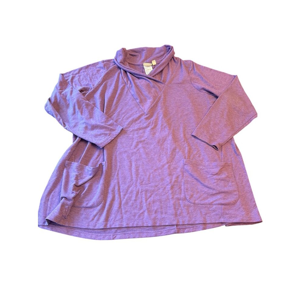 LOGO‎ Lounge Lori Goldstein Womens Purple 3XL Lounge Top With Pockets